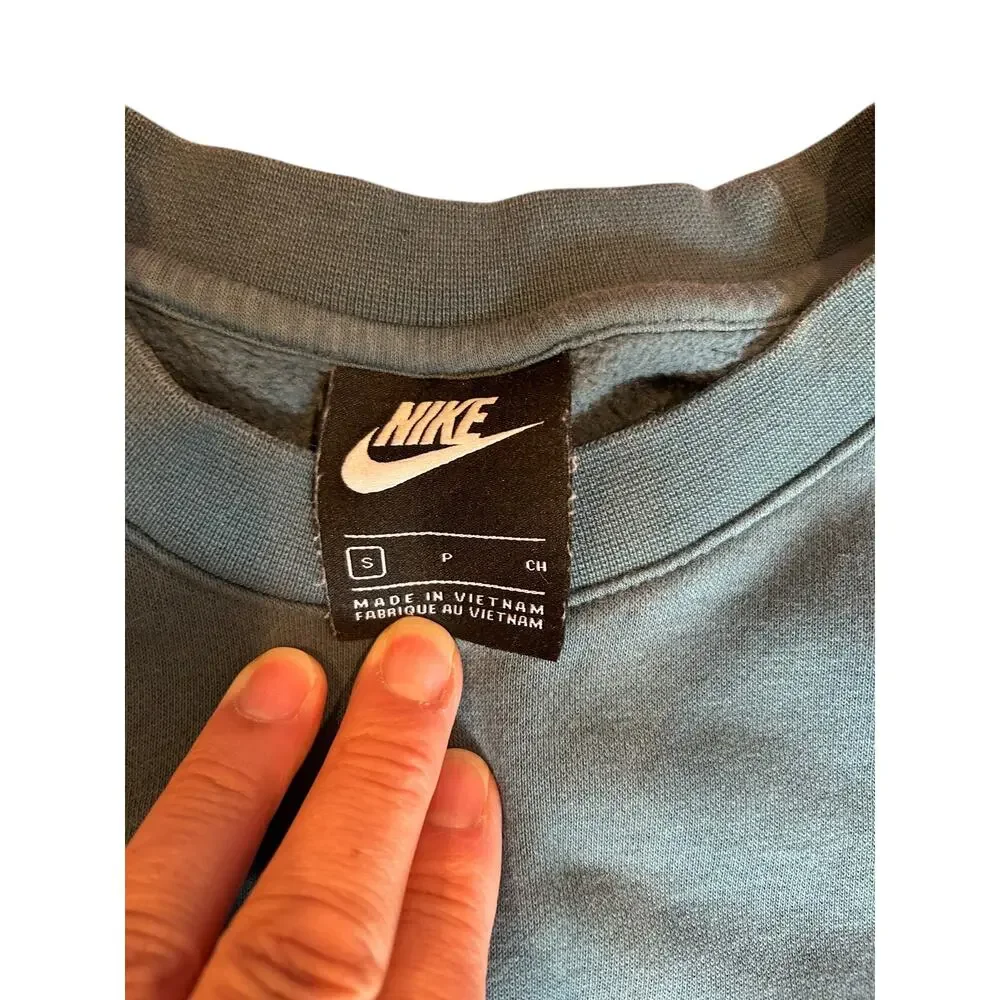 NIKE Swoosh Men's Blue Label Sweatshirt MEDIUM Y2K Vintage Crew Neck